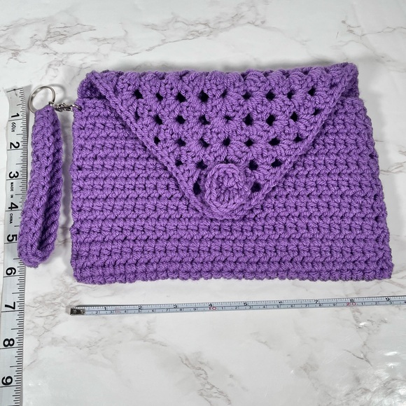 Purple Crochet Wristlet Clutch - Picture 10 of 10